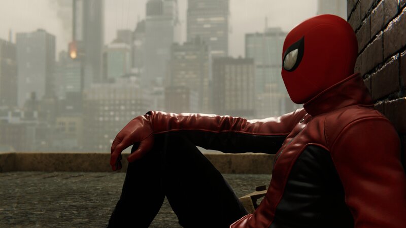 Spider-man Sitting on Rooftop