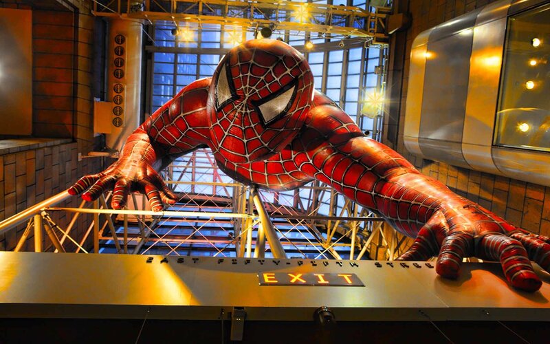 Spider-Man statue at exit