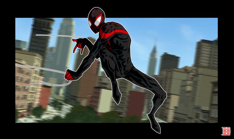 Spider-Man Swinging — Black, Action
