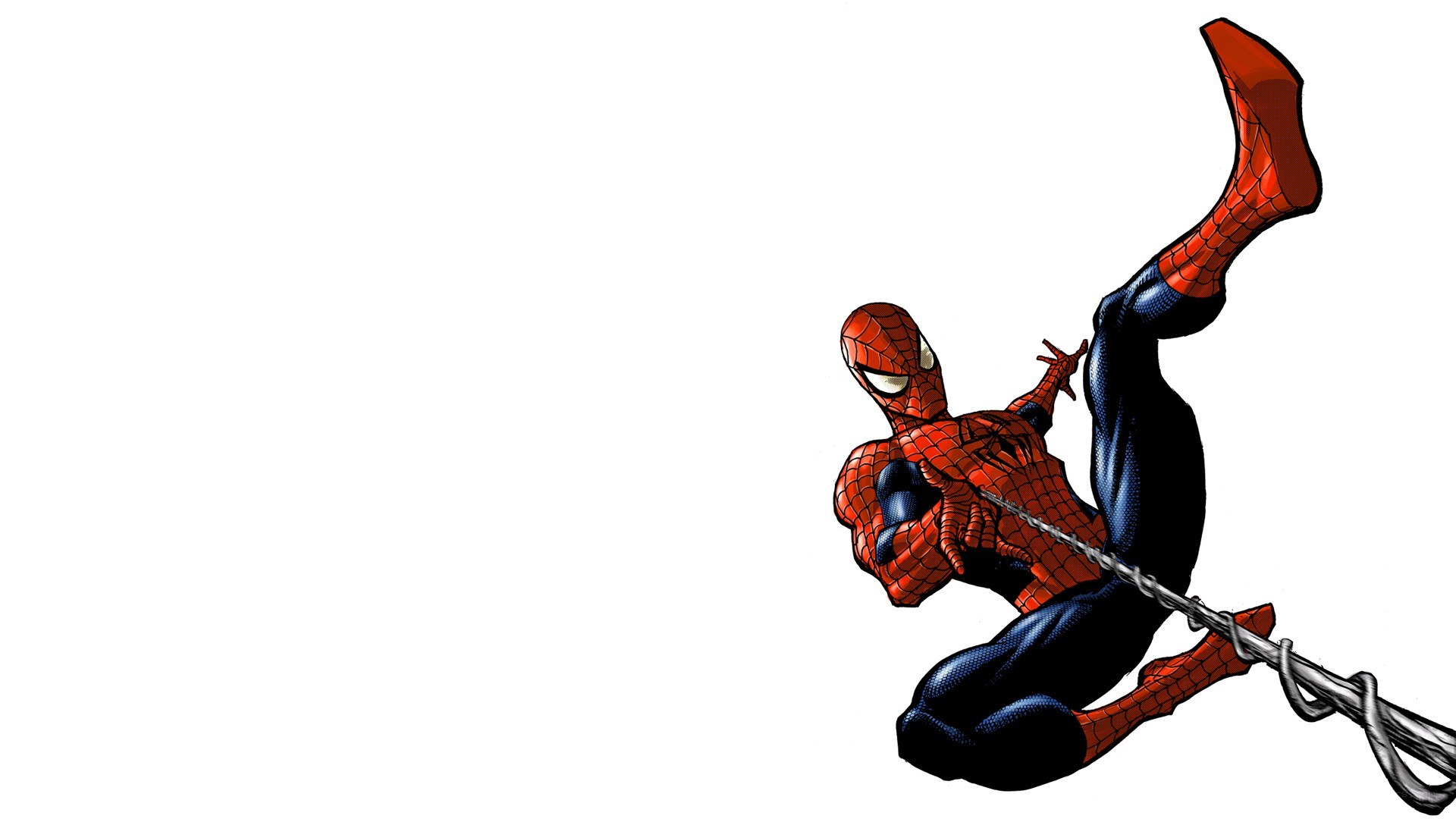 Spider-Man swinging on a web
