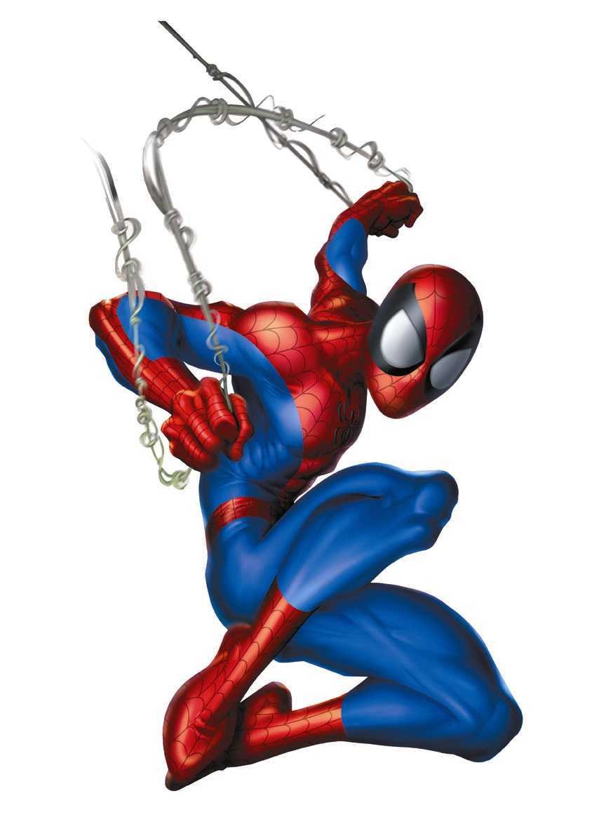 Spider-Man swinging on web