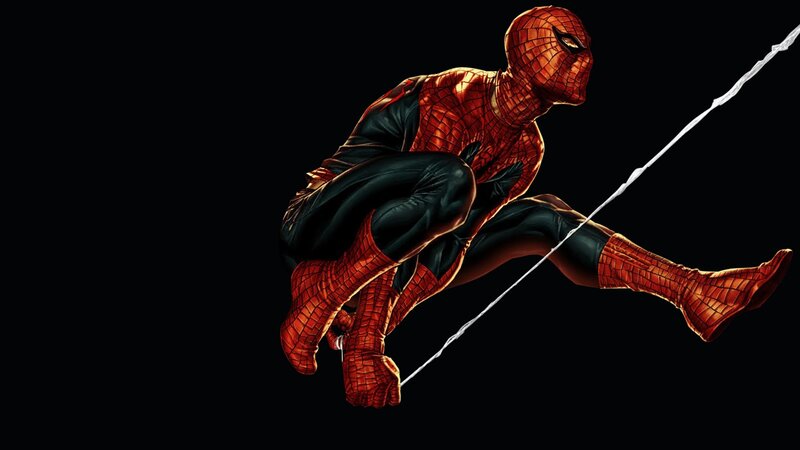 Spider-Man swinging on web