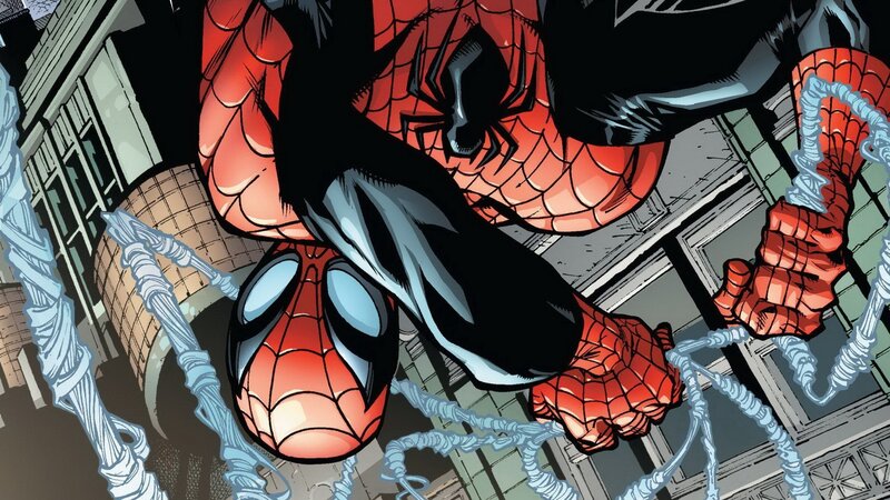 Spider-Man Swinging on Web — Red, Action-packed, Comic