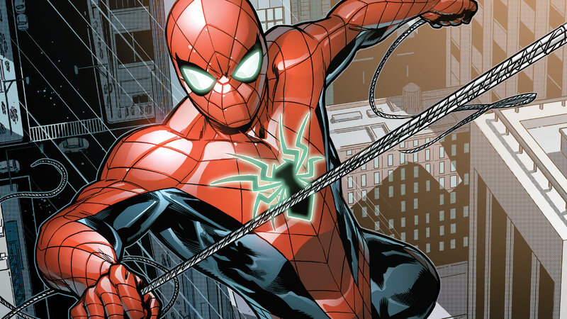 Spider-man Swinging on Web — Red, Action-packed, Night