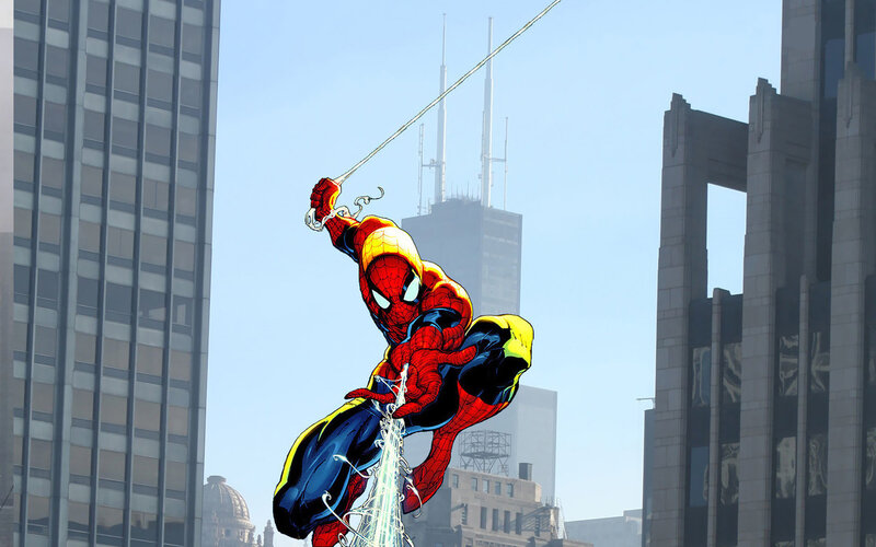 Spider-man Swinging on Web — Red, Dynamic