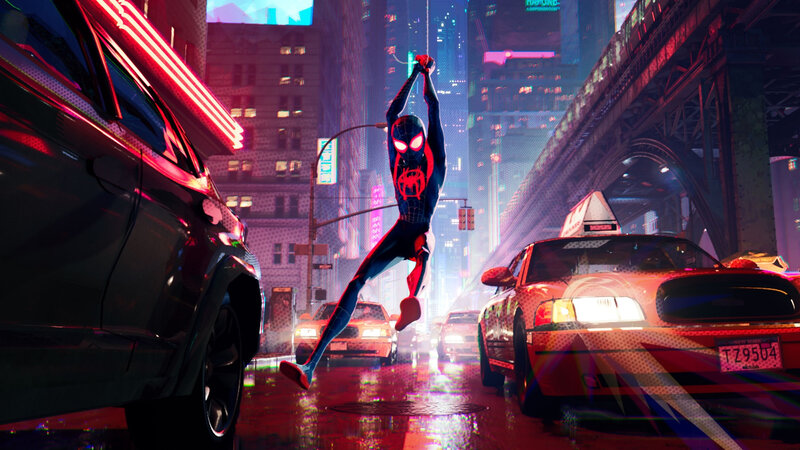Spider-Man Swinging on Web — Red, Dynamic, Vibrant
