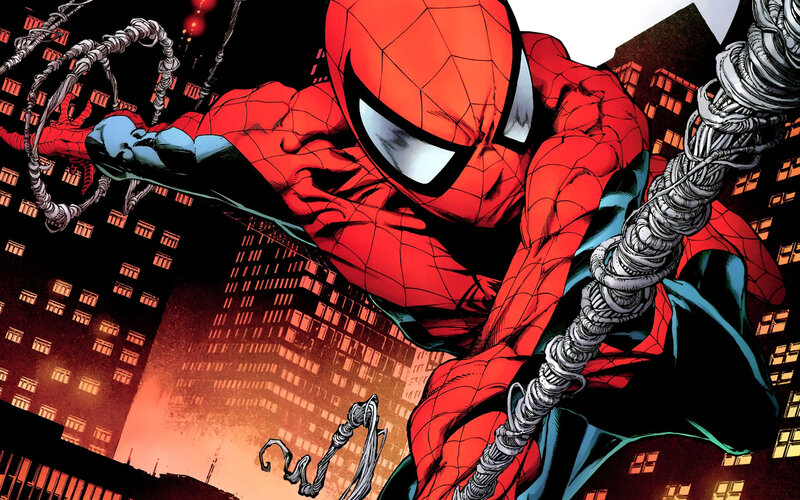 Spider-man Swinging — Red, Dramatic, Night, Comic, Cityscape