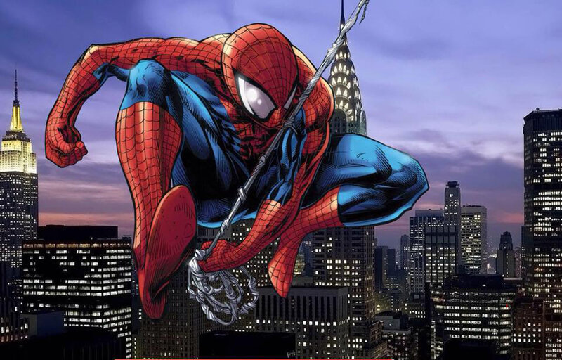 Spider-man Swinging — Red, Dramatic, Night, Comic