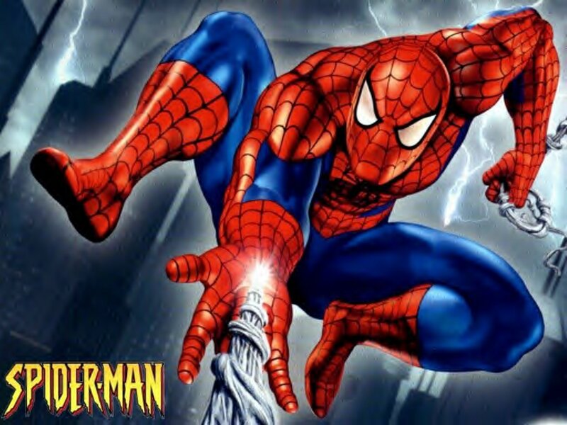 Spider-man Swinging — Red, Dramatic, Night, Comic, Web, Lightning, City