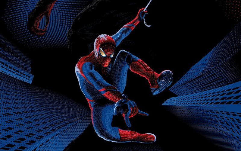 Spider-man Swinging — Red, Dramatic, Night, Digital Art, City Buildings