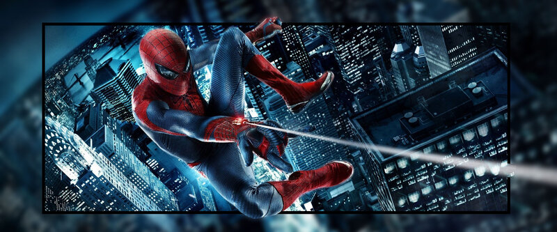 Spider-man Swinging — Red, Dramatic, Night, Digital Art, Cityscape, Web