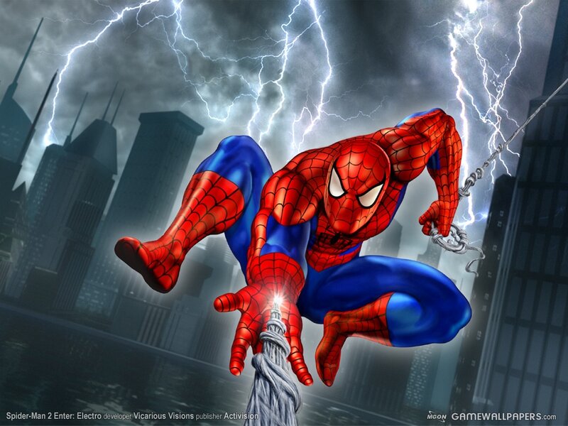 Spider-Man Swinging — Red, Dramatic, Night, Digital Art