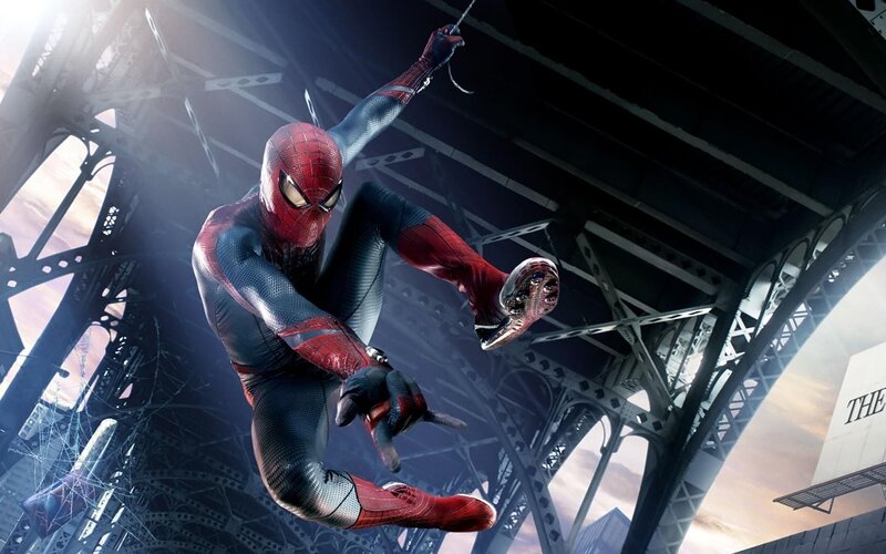 Spider-man Swinging — Red, Dramatic, Sunset, Digital Art, Bridge, Web