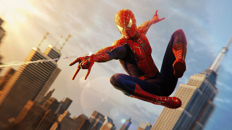 Spider-man Swinging — Red, Dynamic, Afternoon, 3d Render