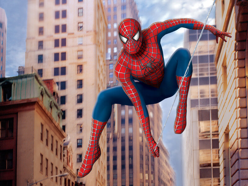 Spider-man Swinging — Red, Dynamic, Afternoon, Digital Art