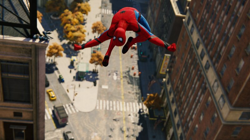 Spider-man Swinging — Red, Dynamic, Autumn