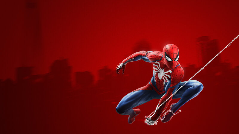 Spider-man Swinging — Red, Dynamic, Digital Art, Web, Cityscape