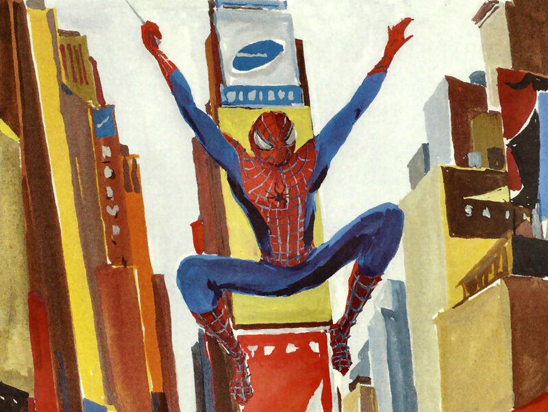 Spider-man Swinging — Red, Dynamic, Illustration