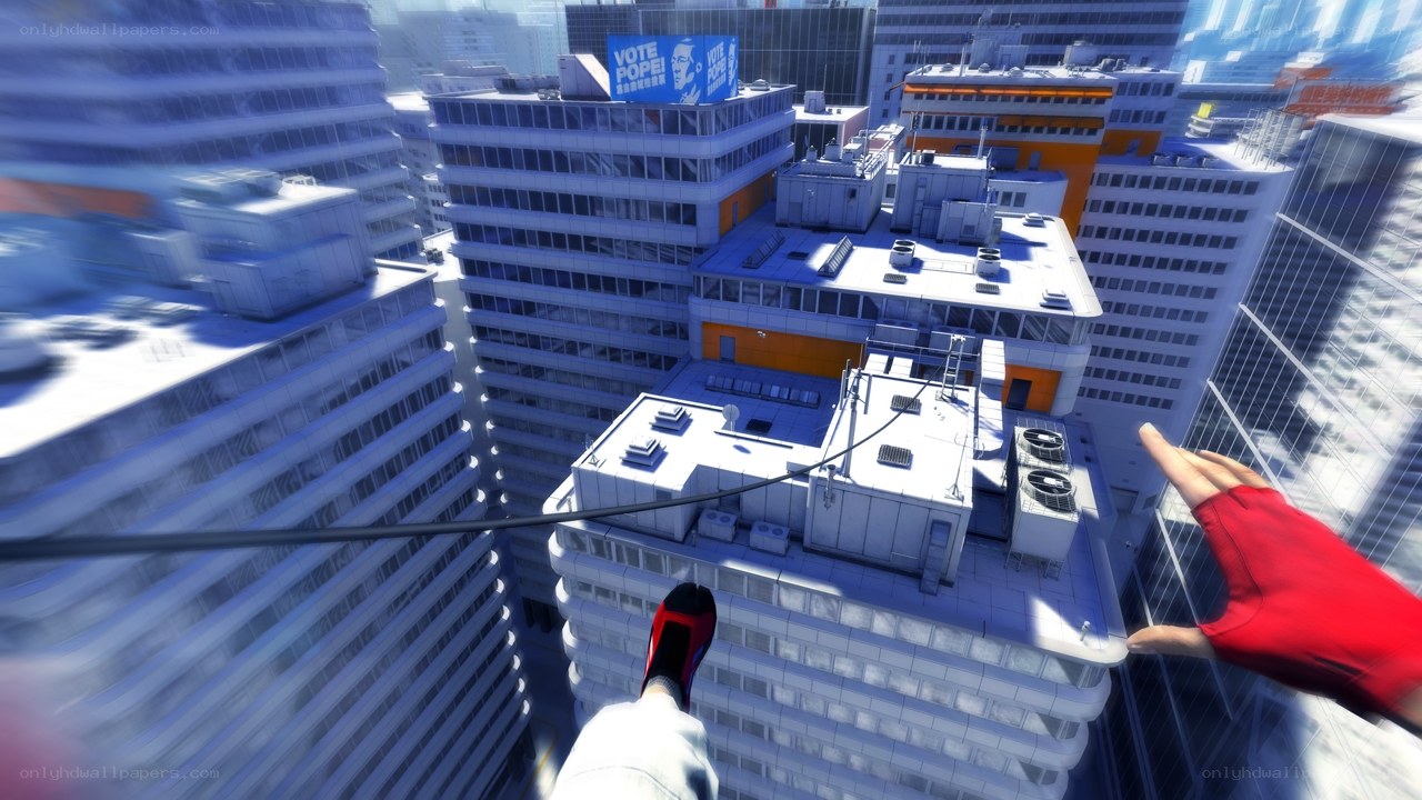 Spider-Man swinging through city