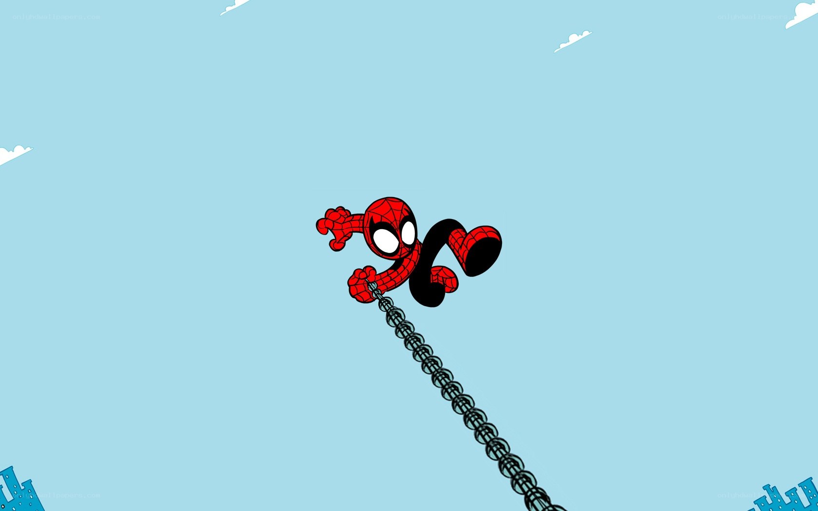 Spider-Man swinging through sky