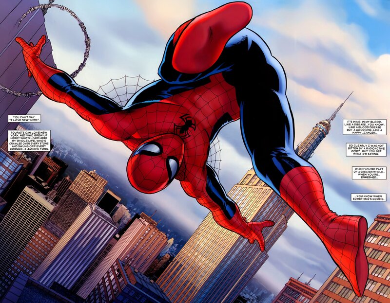 Spider-Man swings over New York