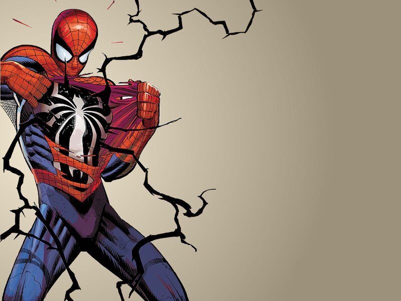 Spider-Man tearing his suit