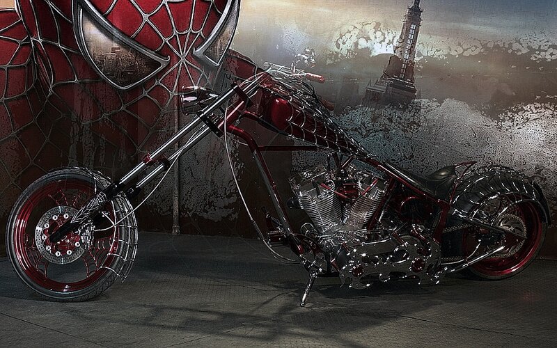 Spider-Man themed chopper motorcycle