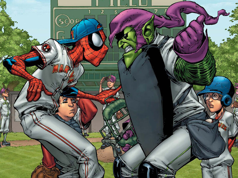 Spider-Man vs Green Goblin at baseball game
