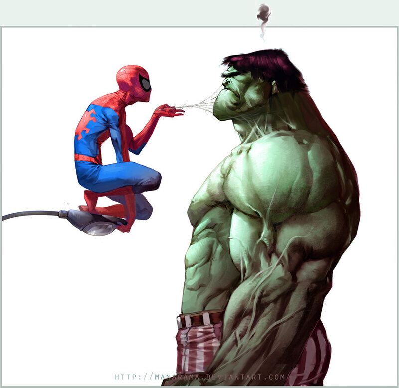 Spider-Man vs Hulk confrontation