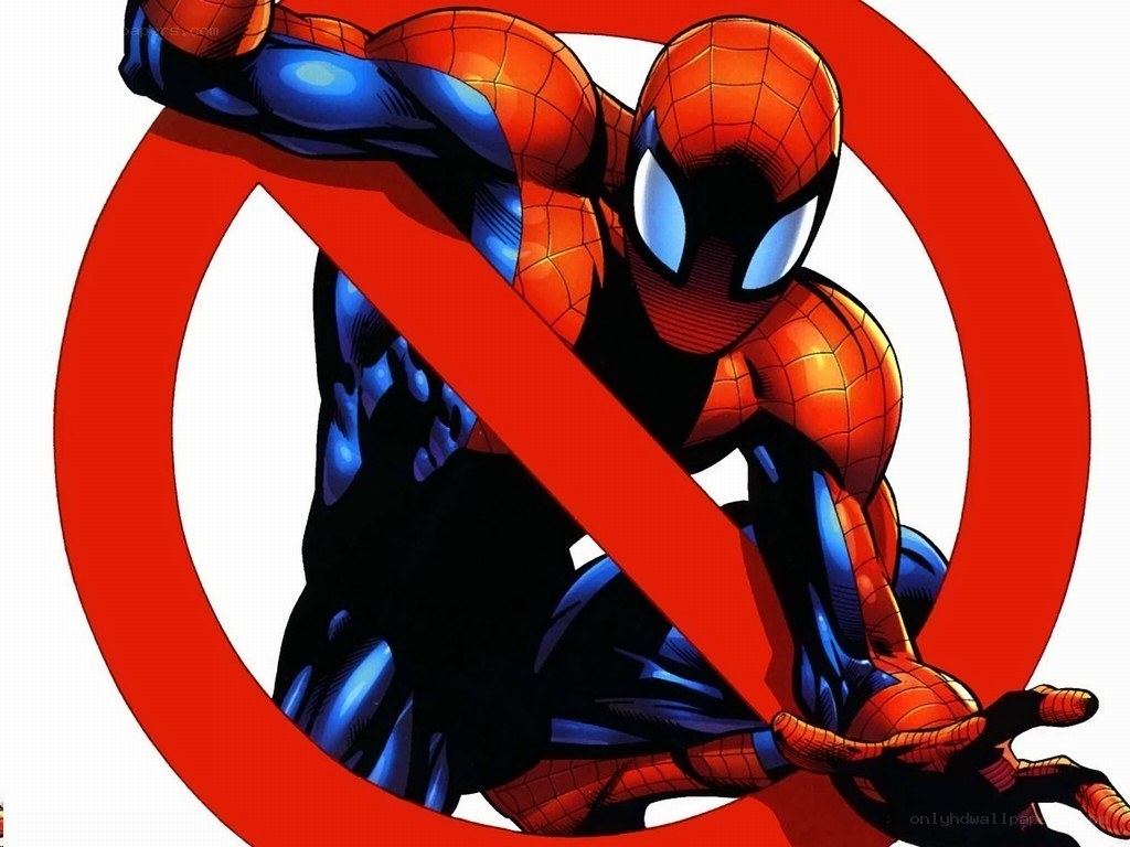 Spider-Man with prohibition sign