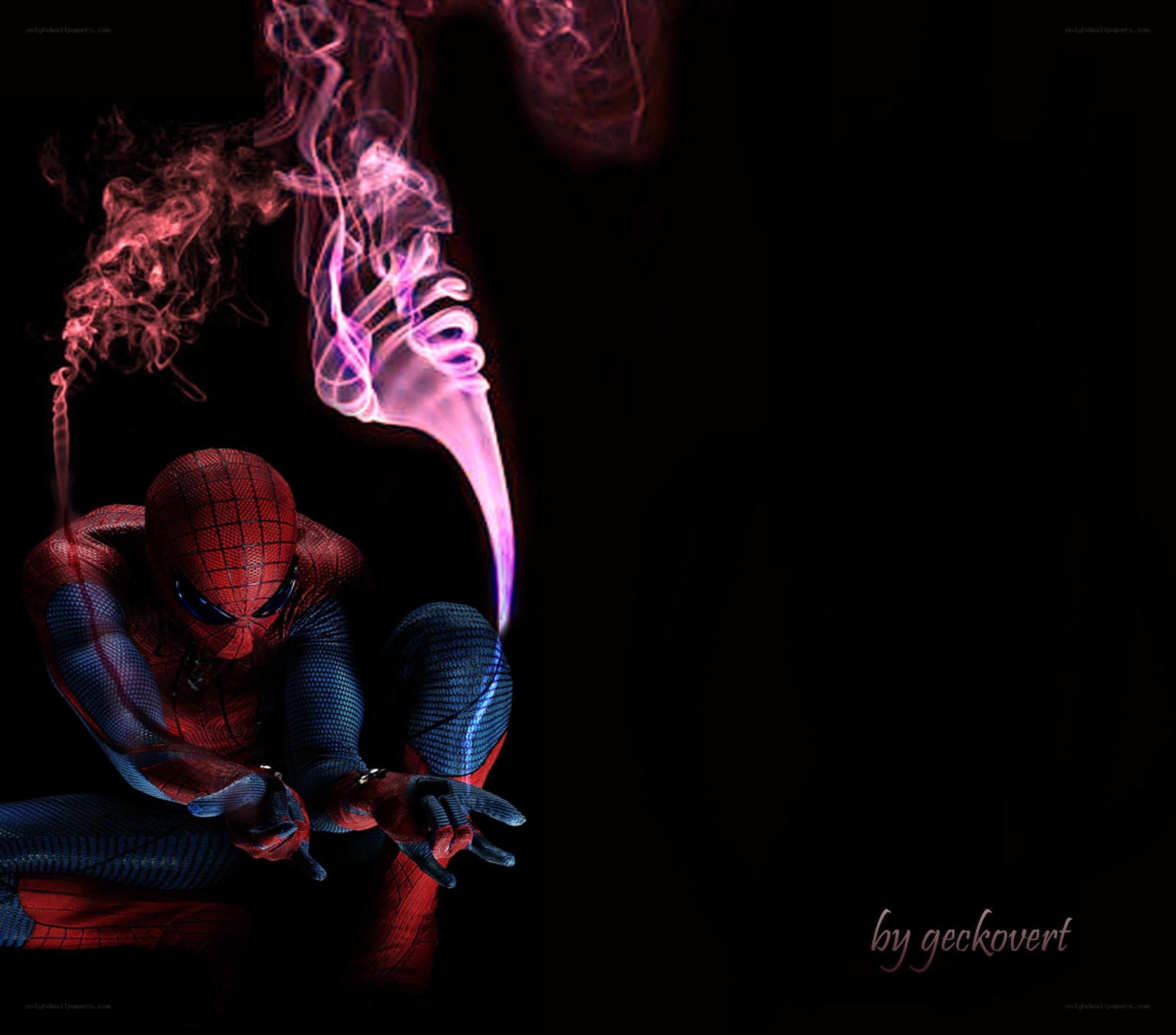 Spider-Man with smoke effects