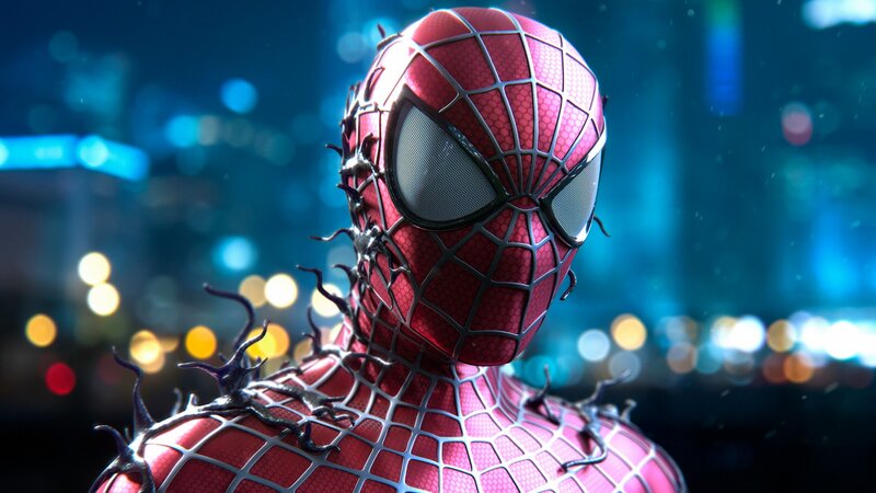 Spider-man with Symbiote — Red, Dramatic