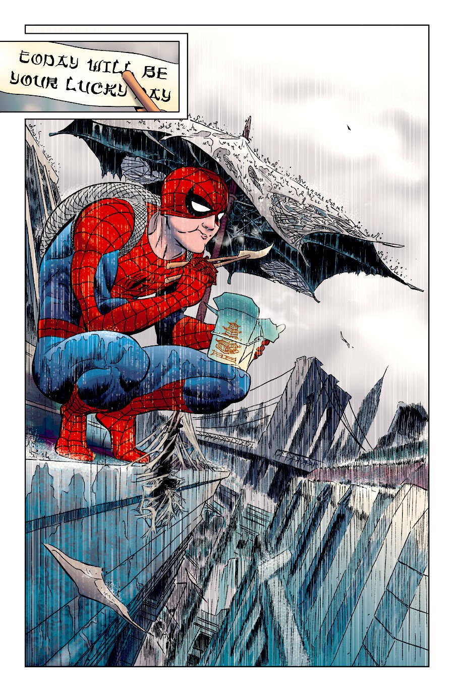 Spider-Man with takeout