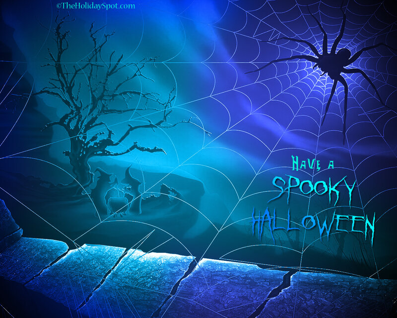 Spider on Web at Night — Blue, Spooky