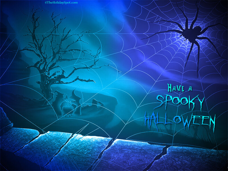 Spider on Web at Night — Blue