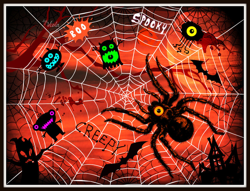 Spider on Web — Red, Spooky