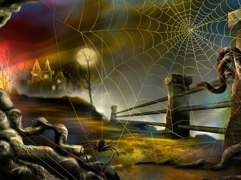 Spider on Web — Yellow, Creepy