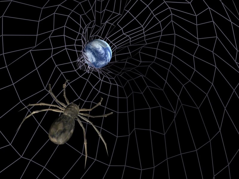 Spider web with Earth