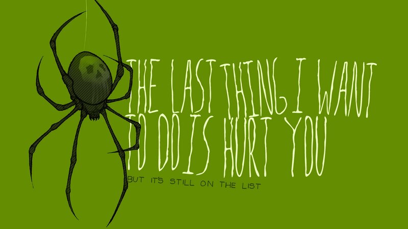 spider with threatening text