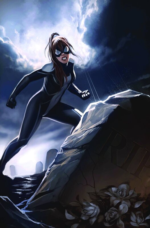 Spider-Woman in a storm