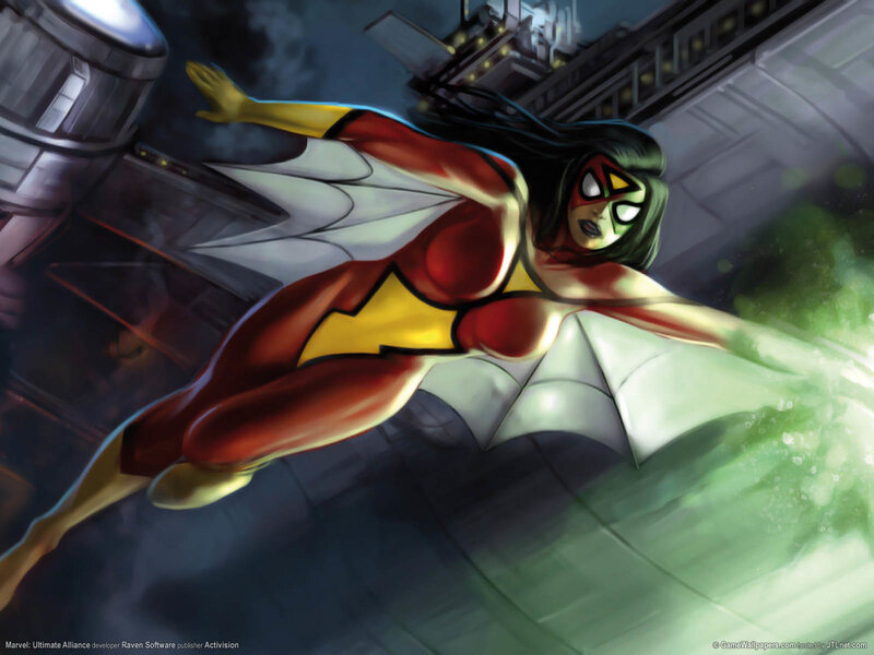 Spider-Woman in flight
