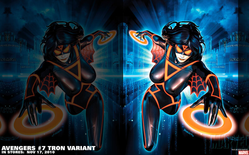 Spider-Woman in neon suit