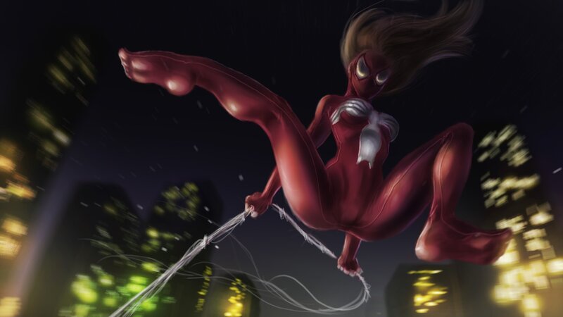 Spider-Woman in red suit