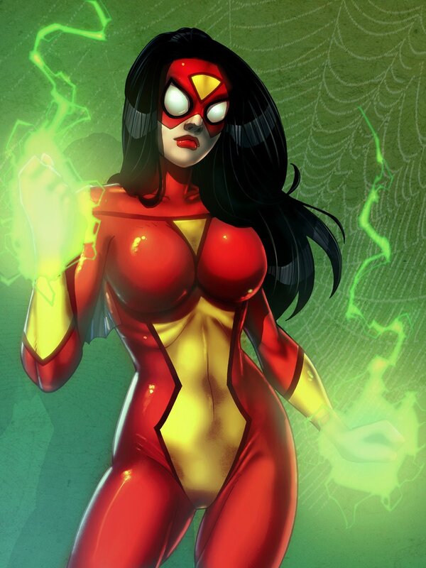 Spider-Woman in red suit