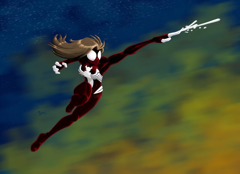 Spider-Woman in red suit