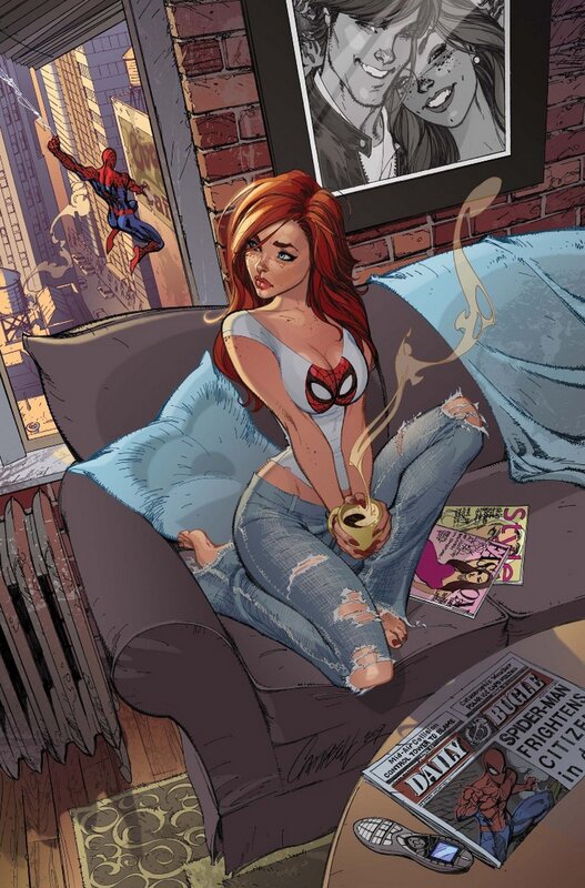 Spider-Woman on the couch