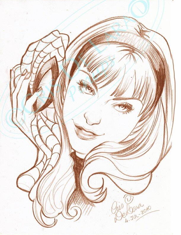 Spider-Woman portrait sketch