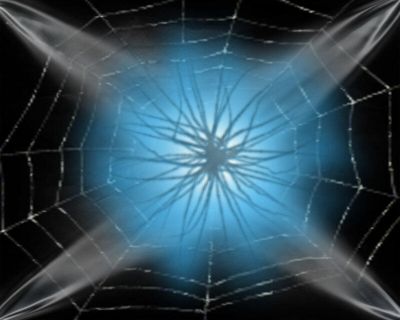 Spiderweb with Blue Light