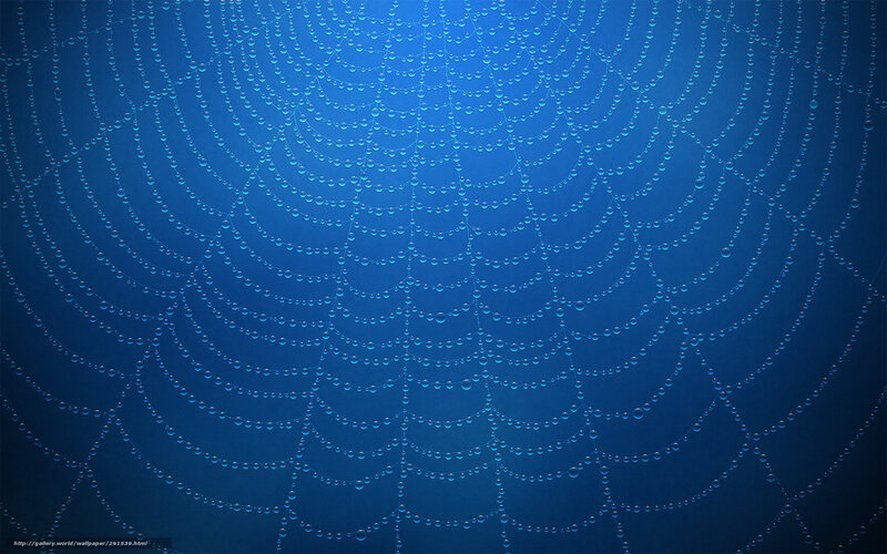 Spiderweb with Dew Drops — Blue, Serene, Digital Art