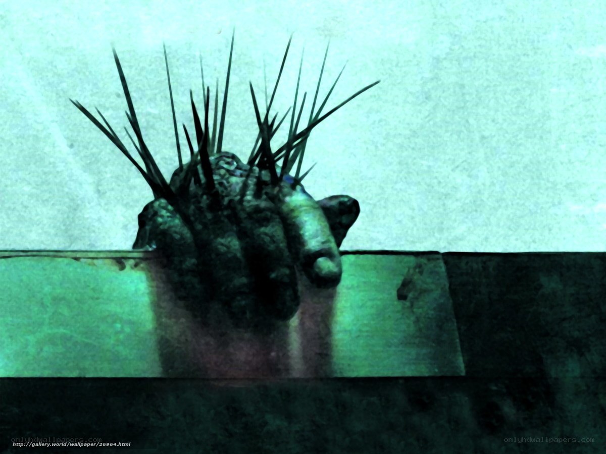 spiked hand sculpture